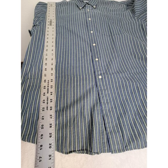 Brooks Brothers Mens Blue White Striped Button-Down Sport Shirt Large All Cotton - Picture 7 of 8